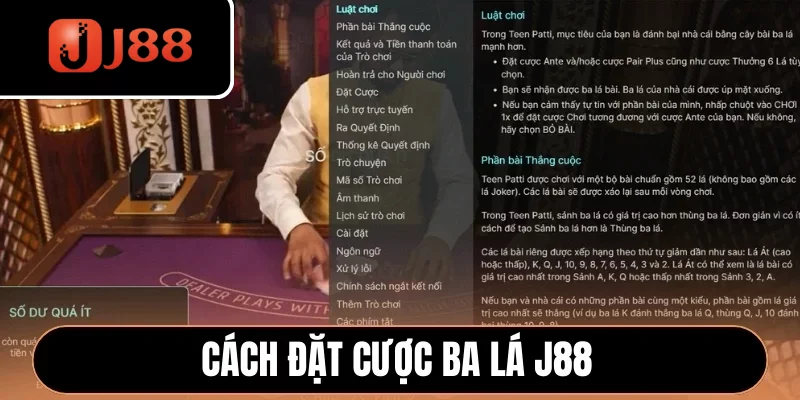 Cách đặt cược Ba Lá J88