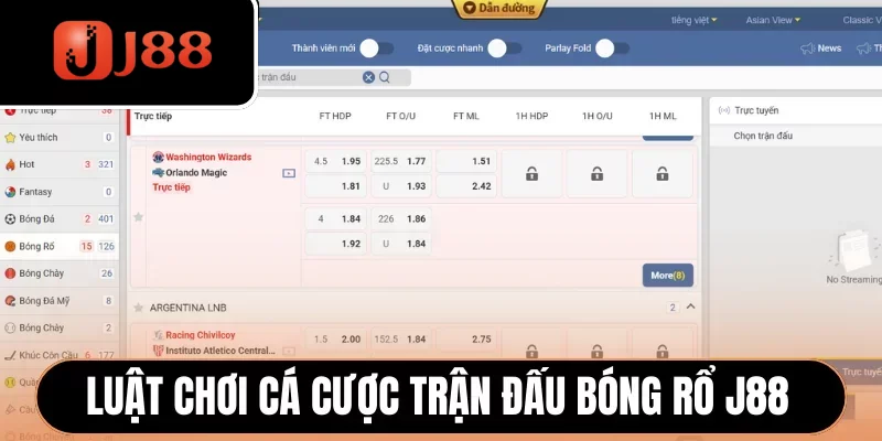 Luật chơi cá cược trận đấu bóng rổ J88