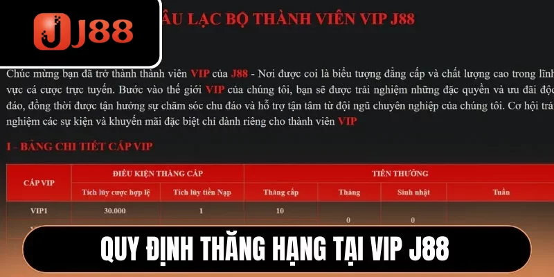Quy định thăng hạng tại Vip J88 Quy định thăng hạng tại Vip J88