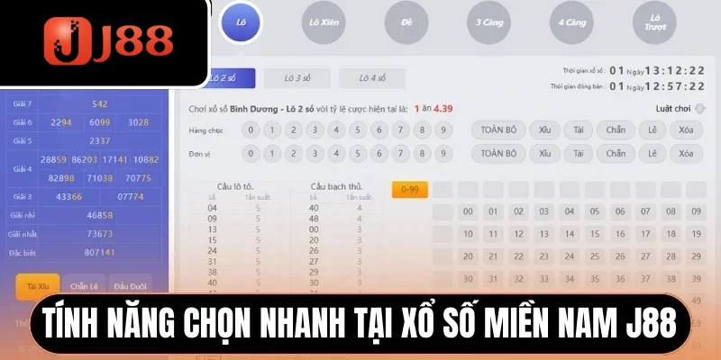 Tính năng chọn nhanh tại Xổ số miền Nam J88 
